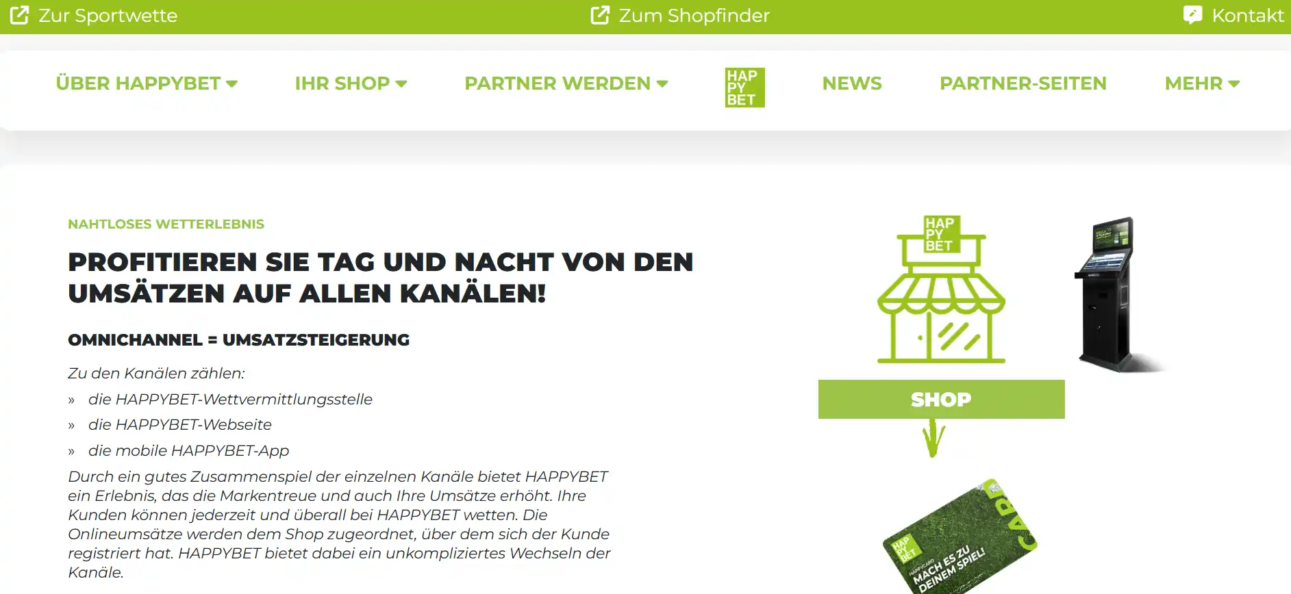 Historischer Abschnitt zur HAPPYBET App auf der Vertriebsseite mit Mobilansicht